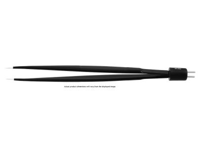 Cushing bipolar forceps, 7'',straight shafts, 0.4mm wide non-stick tips, insulated, flat handle