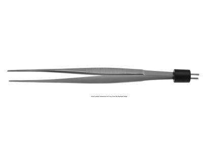 Cushing bipolar forceps, 7'',straight shafts, 0.7mm wide non-stick tips, flat handle