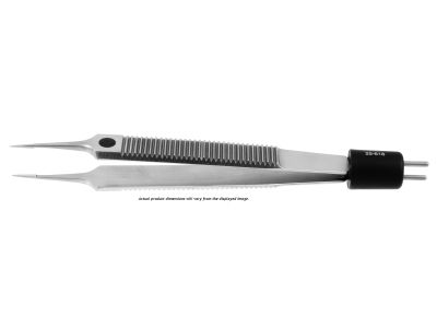 Malis-type bipolar forceps, 6'',straight, 0.25mm wide non-stick tips, with stop, flat handle