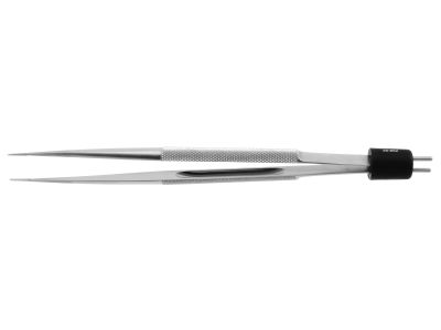 R-Style bipolar forceps, 6 1/2'', straight shafts, 0.5mm wide non-stick tips, round handle