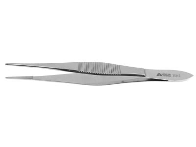 Wills Hospital utility forceps, 4 3/8'',straight shafts with 13.0mm long criss-cross serrated tips, narrow handle