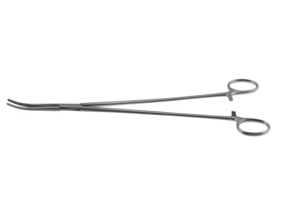 Anderson artery forceps, 12'',long, delicate, curved, longitudinal serrated jaws, ring handle