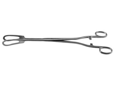 Bierer ovum forceps, 11'',straight, serrated, 19.0mm wide jaws, ring handle with ratchet catch