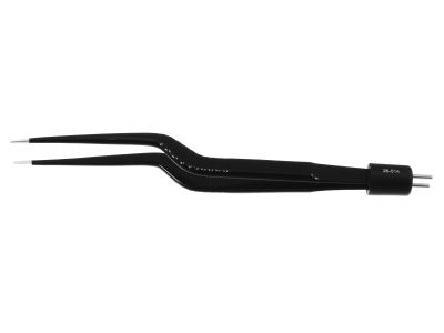 Yasargil bipolar forceps, 6 1/4'',working length 2 3/8'',bayonet shafts, 1.0mm wide non-stick tips, insulated, flat handle