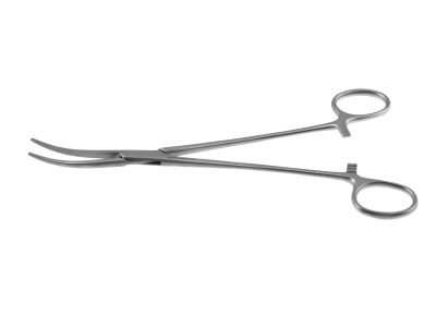 Bengolea artery forceps, 8'',curved, serrated jaws, ring handle