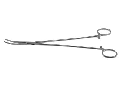 Bengolea artery forceps, 10'',curved, serrated jaws, ring handle