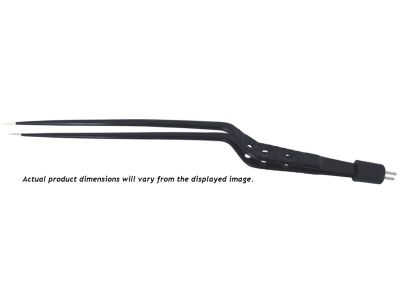 Yasargil MIS bipolar forceps, 11 3/4'',working length 8'',bayonet shafts, 0.7mm wide non-stick tips, insulated, fenestrated flat handle