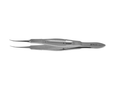 Castroviejo tying forceps, 4 1/4'',curved shafts, 5.5mm tying platforms, wide flat handle