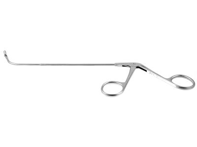 Biopsy and grasping forceps, working length 120mm, curved up 70º, double-action, 3.0mm horizontal cup jaws, ring handle