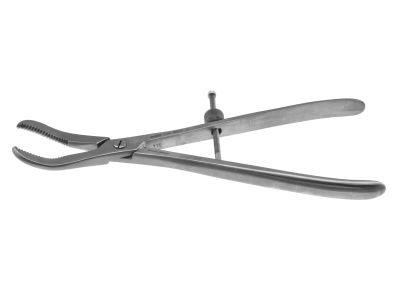 Bone reduction forceps, 9'',curved jaws, ring handle with speed lock