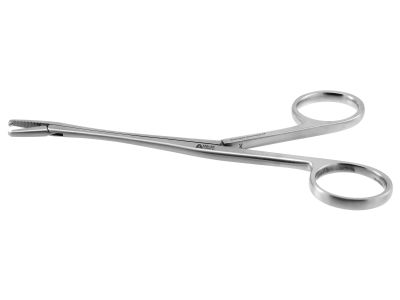 Brand tendon forceps, 6'',angled, 1x2 teeth, ring handle without ratchet