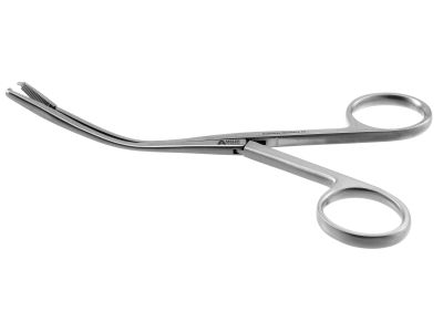 Brand tendon tunnelling forceps, 6'',curved, 1x2 teeth, ring handle without ratchet