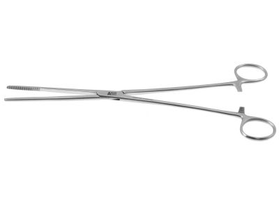 Bozeman uterine dressing forceps, 10 1/4'',straight, serrated jaws, ring handle