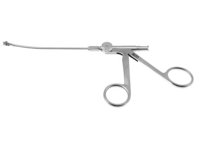 Carley micro backbiting punch forceps, working length 100mm, curved up, 2.0mm x 3.5mm bite, ring handle