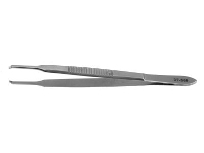 Castroviejo fixation forceps, 4'',straight shafts, 2x2 teeth, without platforms, flat handle