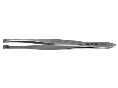 Littauer cilia forceps, 3 1/2'',straight, finely serrated tips, flat handle