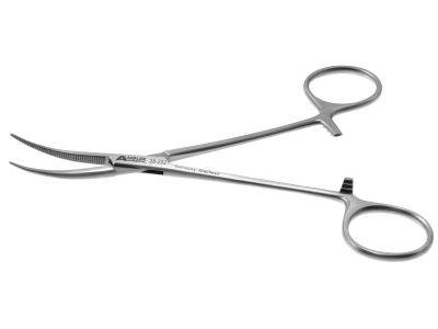 Coller-Crile artery forceps, 5 1/2'',delicate, curved, serrated jaws, ring handle