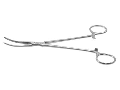 Crafoord (Coller) artery clamp forceps, 7'',curved, serrated jaws, ring handle