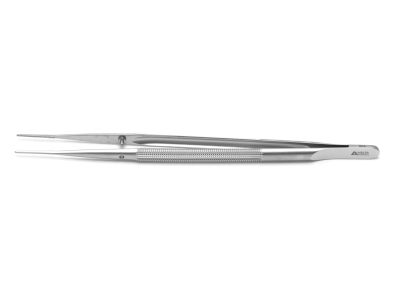 DeBakey microsurgical tissue forceps, 7'',straight, 1.0mm wide atraumatic tips, 8.0mm diameter round balanced handle