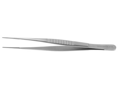 DeBakey vascular tissue forceps, 6'',delicate, straight, 1.0mm tapered atraumatic tips, flat handle