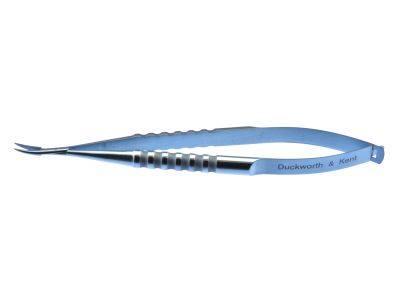 D&K micro needle holder, 4 1/4'',delicate, curved, 7.0mm smooth jaws, round handle, without lock, titanium