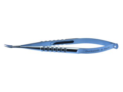 D&K micro needle holder, 4 1/4'',delicate, curved, 7.0mm smooth jaws, round handle, with lock, titanium