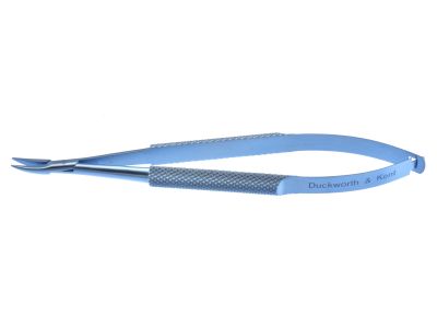 D&K micro needle holder, 4 1/4'',medium, curved, 9.0mm smooth jaws, round handle, without lock, titanium