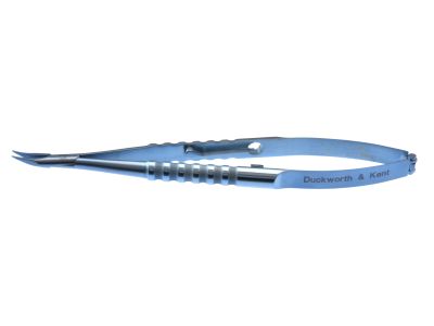 D&K Barraquer needle holder, 4 1/4'',medium, curved, 9.0mm smooth jaws, round handle, with lock, titanium