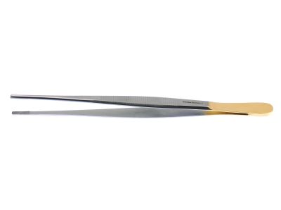 Dressing forceps, 7'',delicate, straight, serrated TC jaws, flat handle
