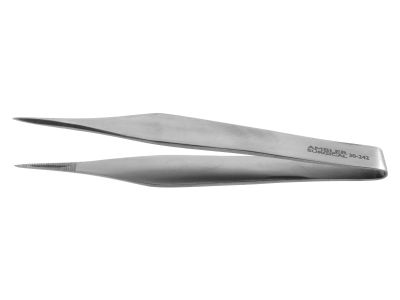 Feilchenfeld splinter forceps, 3 1/2'',delicate, straight, serrated cupped tips, flat handle
