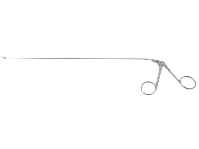 Feder-Ossoff micro laryngeal grasping forceps, working length 230mm, straight, 1.1mm wide serrated jaws, ring handle