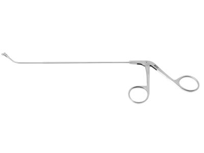 Frontal sinus recess giraffe forceps, working length 170mm, curved up 45º, double-action, 2.0mm vertical cup jaws, ring handle