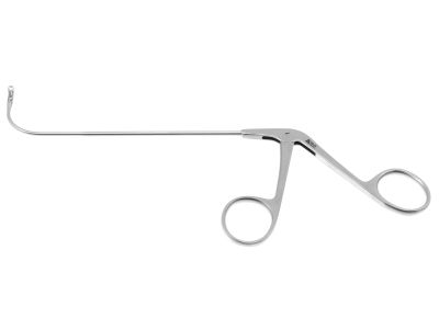 Frontal sinus recess giraffe forceps, working length 170mm, curved up 90º, double-action, 2.0mm horizontal cup jaws, ring handle