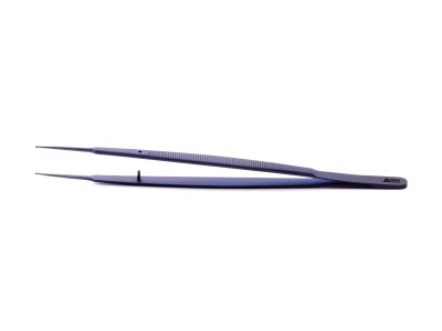 Gerald micro forceps, 7'',straight, 1.0mm TC dusted micro-ring tips, flat handle, titanium