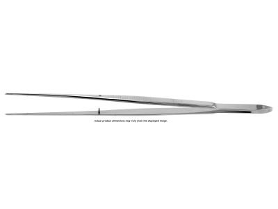 Gillies microsurgical dressing forceps, 8'',straight, 2.0mm serrated jaws, flat handle