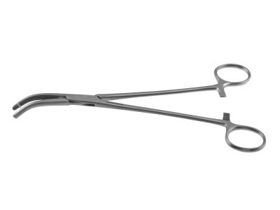 Glenner hysterectomy forceps, 8 1/4'',curved right, serrated jaws, ring handle