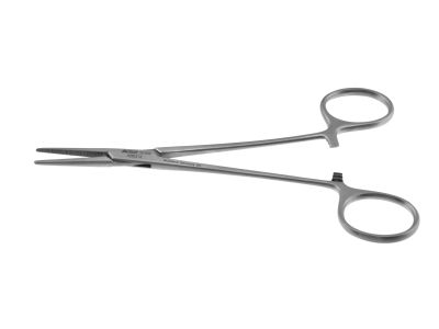 Halstead hemostatic mosquito forceps, 5 1/2'',large pattern, straight, serrated jaws, ring handle
