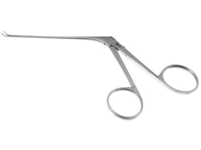 Hough partial stapedectomy forceps, 5 1/4'',working length 75.0mm, angled left 45º, 5.0mm smooth jaws, 3.0mm blades, ring handle