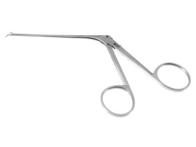 Hough partial stapedectomy forceps, 5 1/4'',working length 75.0mm, angled right 45º, 5.0mm smooth jaws, 3.0mm blades, ring handle