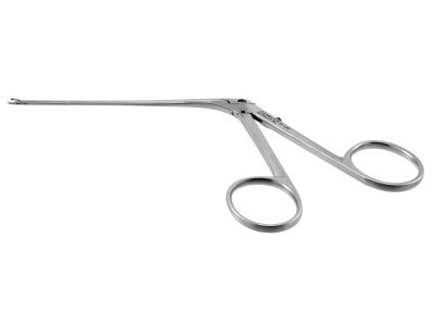 House-Wullstein miniature ear forceps, 5'',working length 73.0mm, straight, 0.6mm x 1.0mm oval cup jaws, ring handle