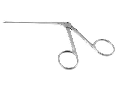 House-Wullstein forceps, 5 1/8'',working length 79.0mm, angled 15º left, delicate 4.0mm oval cup jaws, ring handle