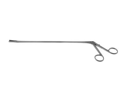 Jackson laryngeal alligator grasping forceps, working length 280mm, 4.0mm wide x 22.0mm long serrated and grooved jaws, ring handle