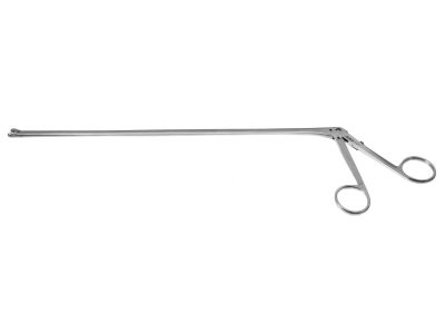Jackson laryngeal cup forceps, working length 280mm, straight, 4.0mm cup jaws, used through Jackson scopes, ring handle