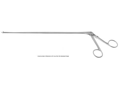 Jackson laryngeal cup forceps, working length 280mm, angled up, 4.0mm cup jaws, used through Jackson scopes, ring handle
