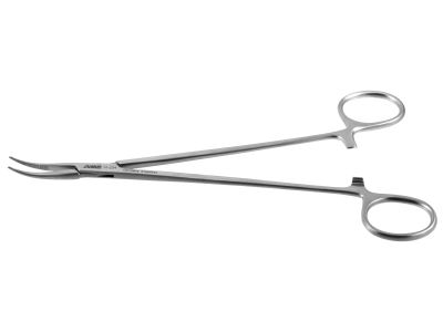 Jacobson micro hemostatic mosquito forceps, 7 1/2'',very delicate, slightly curved, serrated jaws, ring handle