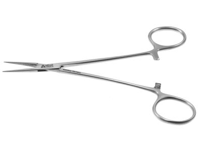 Jacobson micro mosquito forceps, 5'',extremely delicate, straight, serrated jaws, ring handle