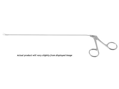 Jako micro laryngeal alligator forceps, 9 1/2'',working length 235mm, curved up, serrated jaws, ring handle