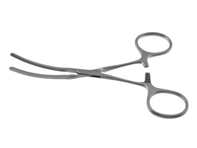 Kocher intestinal forceps, 5 1/2'',delicate, curved jaws, ring handle