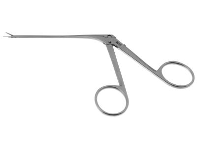 Lievers vent tube introducer forceps, 5 3/8'',working length 73.0mm, delicate, 6.0mm serrated upper jaw, 2.5mm rod on lower jaw, ring handle
