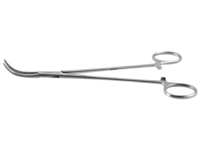 Heiss artery forceps, 8'',strongly curved, serrated jaws, ring handle